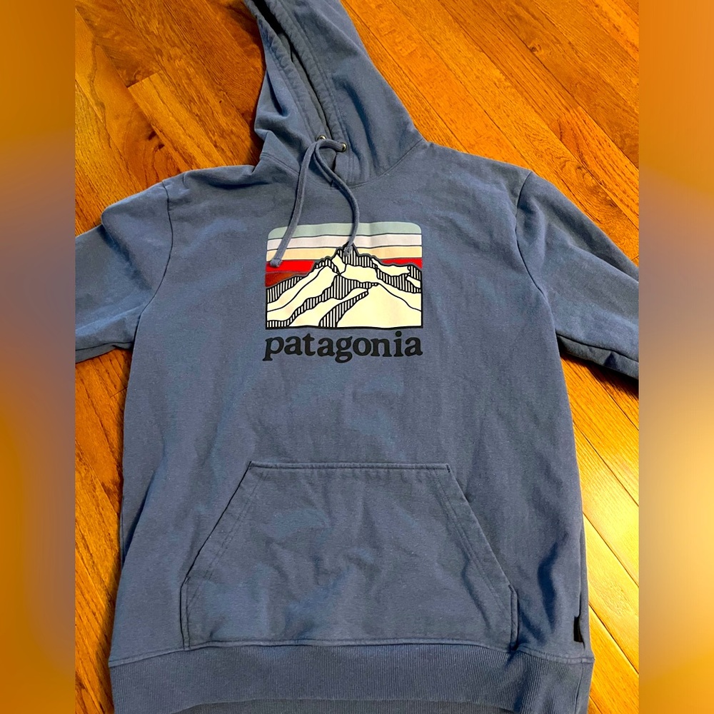 Patagonia Men’s Blue Pocket Spell Logo Hoodie - Size L